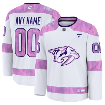  Nashville Predators Fanatics Hockey Fights Cancer Custom Practice Jersey - White